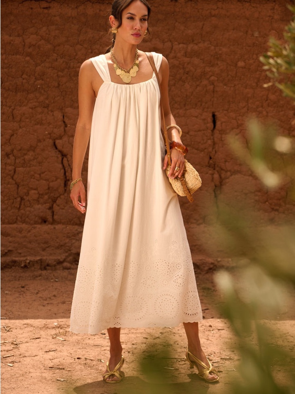 Maison Stella et Suzie Olivetta ecru White Eyelet dress cotton French lined S